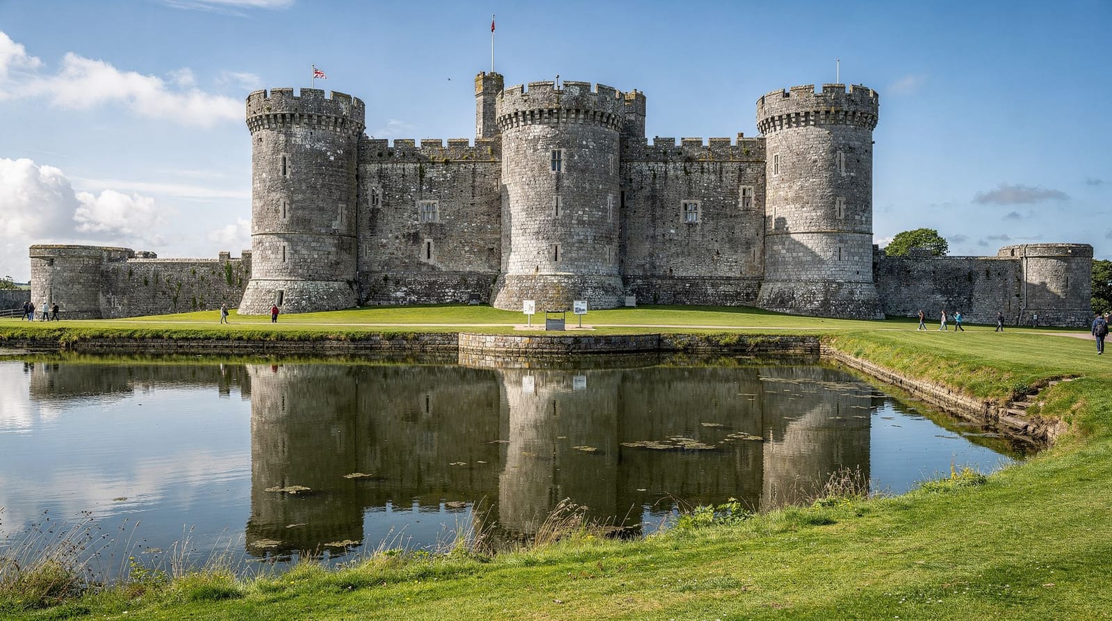 Beaumaris Castle — the unfinished masterpiece of Edward I's castle-building — Beaumaris Castle on Anglesey is the last of Edward I's Welsh fortresses, the mos